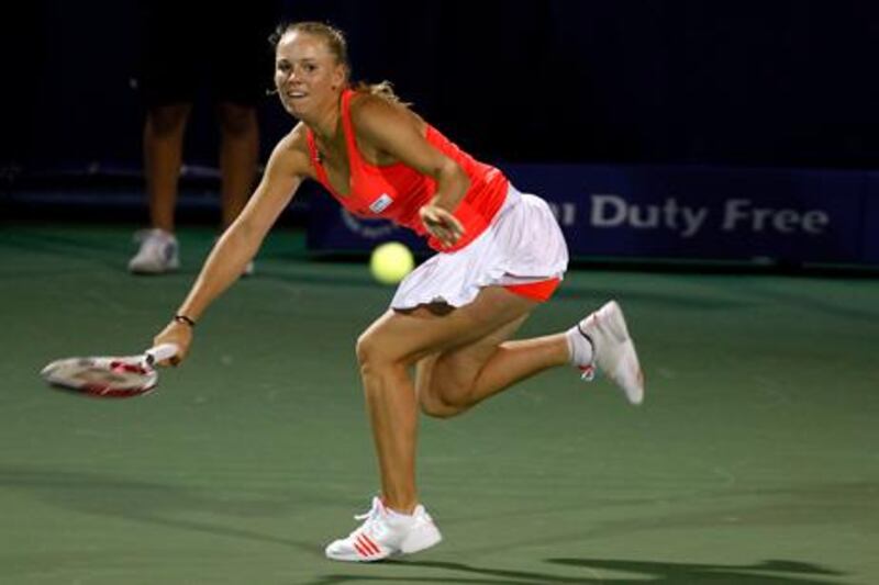 Dubai , United Arab Emirates- February, 20, 2011 ;( Caroline Woziacki of Denmark in against Svetlana Kuznetsova of Russia in the   finals at the Dubai Duty Free Tennis Championship in Dubai.   ( Satish Kumar / The National ) For Sports