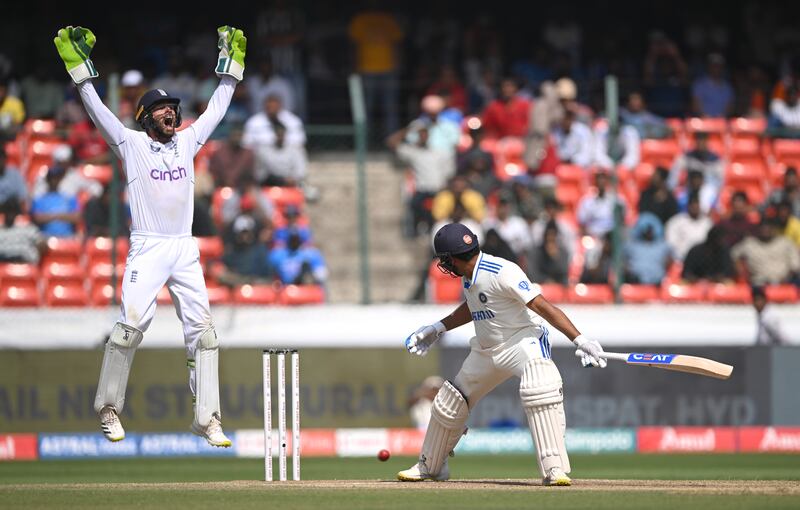 India captain Rohit Sharma is out lbw to Tom Hartley. Getty Images