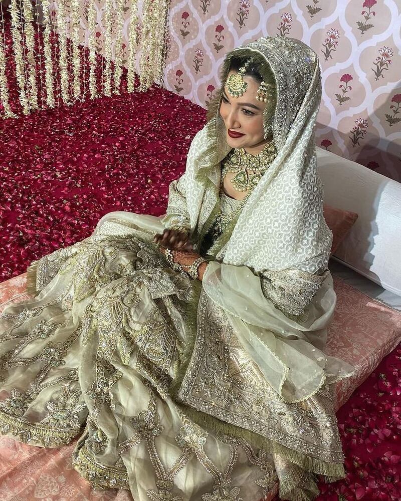 For her nikkah look, Khan was styled by LAAM and dressed in Saira Shakira. Instagram