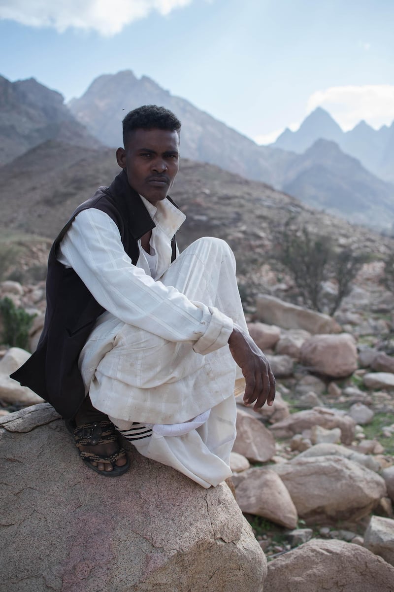 Hamad poses by the valleys. A photo essay profiling the Gabal Elba Protected Area (GEPA) in Egypt's Red Sea governorate, along the borders with Sudan Photo by Jihad Abaza