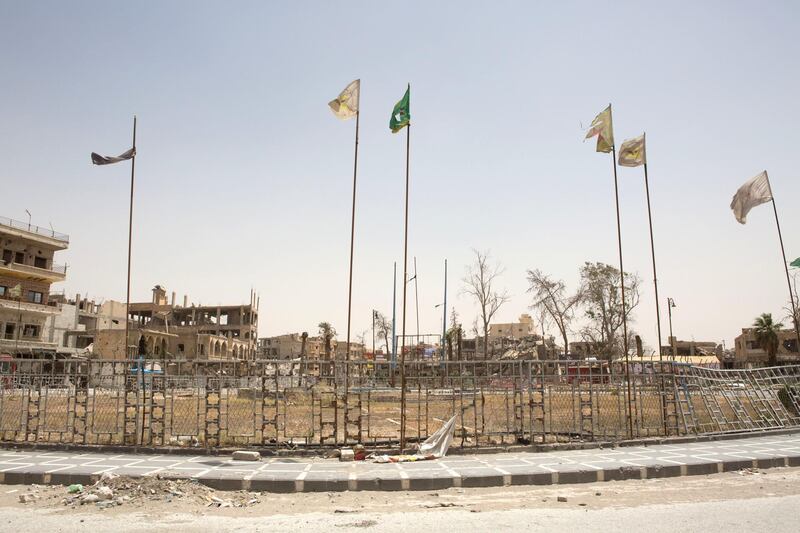 Na'eem Square, or Heaven Square, was nicknamed "Hell Square" under IS rule because the corpses of the executed were left in the left there ti instill fear in those not aligned with the jihadist militants, in Raqqa, Syria