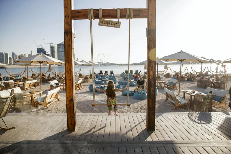 DUBAI, UNITED ARAB EMIRATES. 15 OCTOBER 2020. Newly opened West Beach located on The Palm Dubai. One of the two outlets that are open, Koko Bay. (Photo: Antonie Robertson/The National) Journalist: Sophie Prideaux Section: National.
