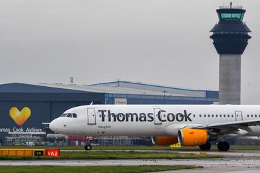 A Thomas Cook aircraft on the runway at Terminal 1 at Manchester Airport. Getty Images