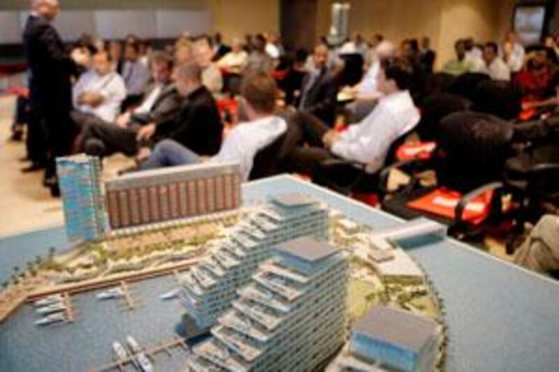 ABU DHABI, UNITED ARAB EMIRATES - October 24, 2009: The Al Bandar development model at the Abu Dhabi Property Forum held at LLJ Property. ( Ryan Carter / The National )



*** for story by Jane Williams *** Local Caption ***  RC005-PropertyForum.jpg