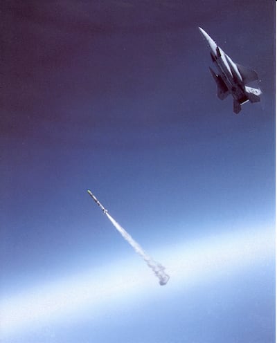 The airborne launch of an ASAT missile in September 1985, which destroyed an orbiting satellite
