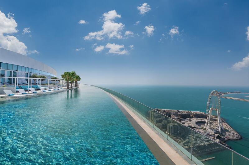 The pool is located 294 metres up, on the hotel’s 77th floor. Courtesy Address Beach Resort