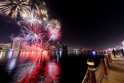 Fireworks at Al Seef, Dubai, during the 2019 Dubai Shopping Festival. Courtesy DSF