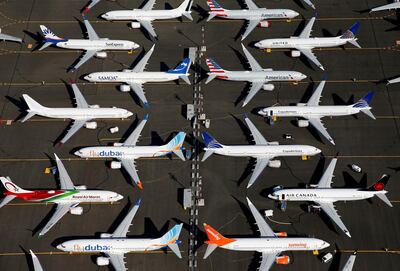 FILE PHOTO: FILE PHOTO: Grounded Boeing 737 MAX aircraft are seen parked in an aerial photo at Boeing Field in Seattle, Washington, U.S. July 1, 2019. Picture taken July 1, 2019.  REUTERS/Lindsey Wasson/File Photo/File Photo