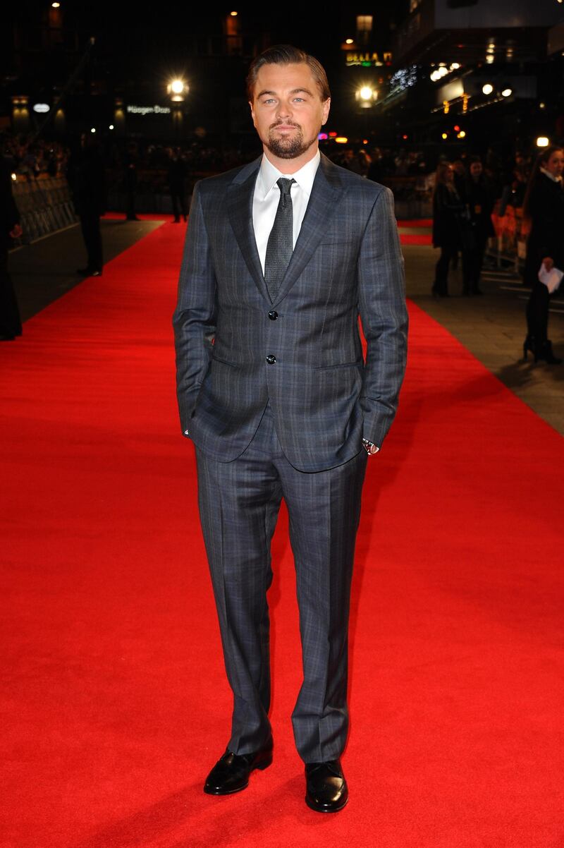 LONDON, ENGLAND - JANUARY 09:  Actor Leonardo DiCaprio attends the UK Premiere of The Wolf of Wall Street at London's Leicester Square on January 9, 2014 in London, England.  (Photo by Anthony Harvey/Getty Images for Universal Pictures)