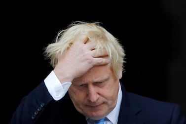 Britain's Prime Minister Boris Johnson gestures as he meets Ireland's Prime Minister (Taoiseach) Leo Varadkar in Dublin, Ireland, September 9, 2019. Reuters