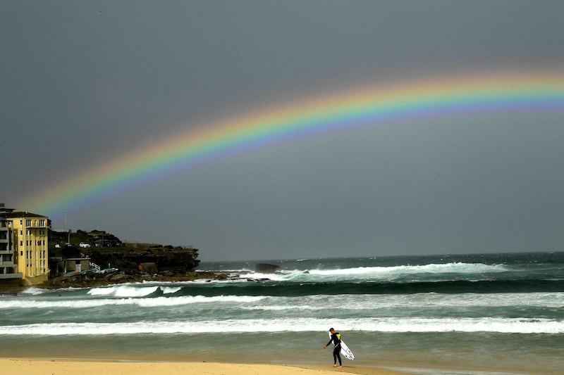 A rainbow is seen over Bondi Beach in Sydney, Australia. AFP
