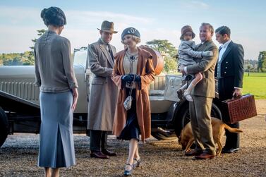 Elizabeth McGovern, from left, Harry Hadden-Paton, Laura Carmichael, Hugh Bonneville and Michael Fox, right, in a scene from the film 'Downton Abbey'. A sequel is set to release on Christmas Day this year. Focus Features