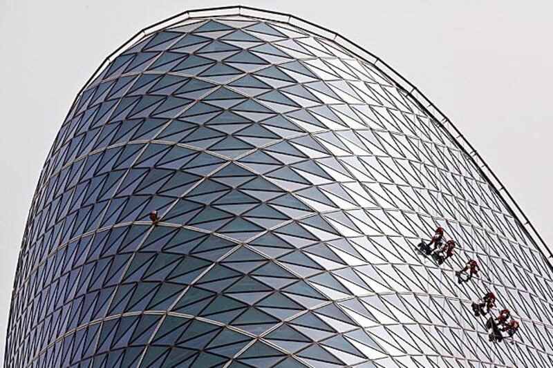 <b>Capital Gate, Adnec headquarters, Abu Dhabi- Height 160 metres</b>

Known as Abu Dhabiâ€™s â€œleaning towerâ€�, this 53,100-square-metre building leans four times as steeply as the Leaning Tower of Pisa in Italy. 
Although the building has sets of gond???