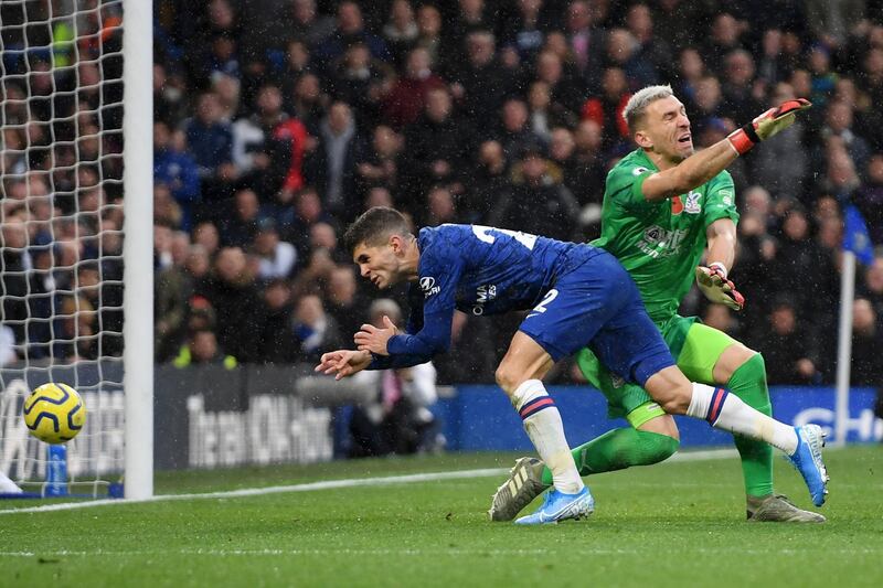 Christian Pulisic scores Chelsea's second goal at Stamford Bridge. Getty Images