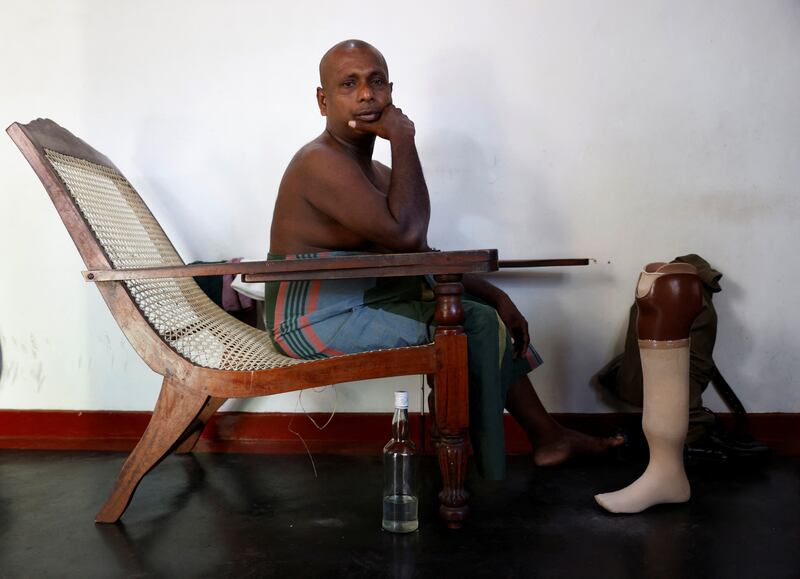 'I joined the Sri Lanka Army in 1989, and in 1992 I lost my leg to a land mine,' said retired soldier Saman Priyantha, 51.