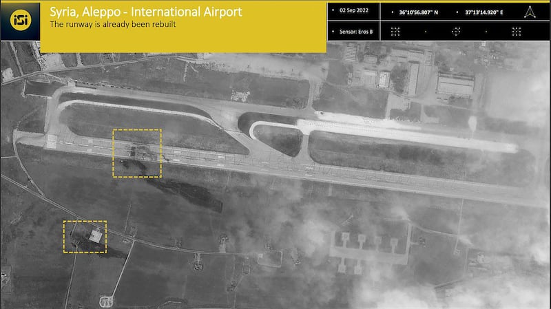 More damage at Aleppo airport after Israeli strikes on August 31.