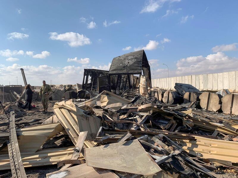 A press tour organised by the US-led coalition fighting the remnants of ISIS shows a view of the damage susttained at Ain Al Asad military airbase housing US and other foreign troops in the western Iraqi province of Anbar.  AFP