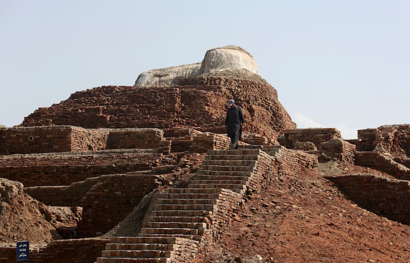 The flooding has not directly hit Mohenjo Daro but the record-breaking rains damaged the ruins of the ancient city, said Ahsan Abbasi, the site's curator. AP 
