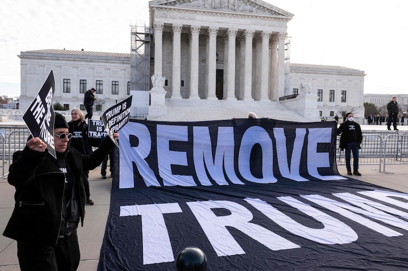 Demonstrators protest outside the US Supreme Court in Washington. AFP