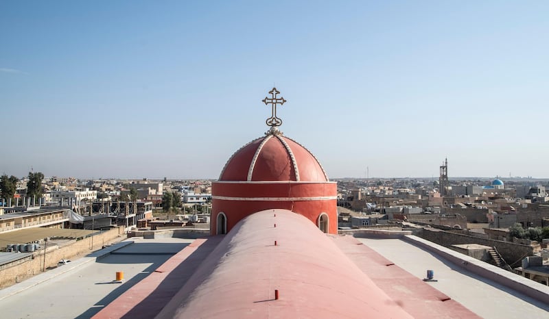 On top of Saint Mary Al Tahira church in Qaraqush, Mosul. Haider Husseini