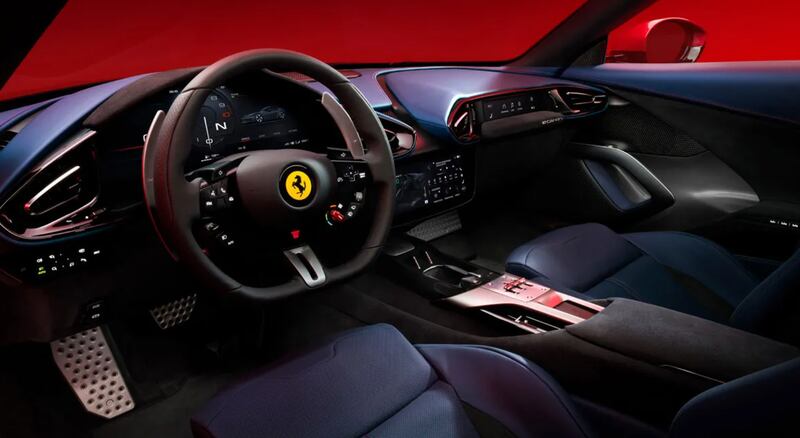 Interiors are similar to the Purosangue, which Ferrari unwrapped in 2022 to enter the SUV lucrative market