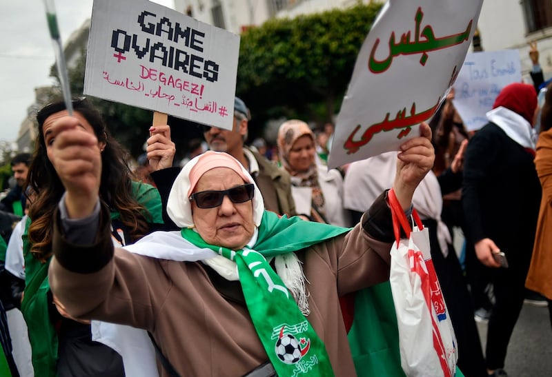 Algerian protesters demonstrated against their ailing president's bid for a fifth term in power in Algiers. AFP