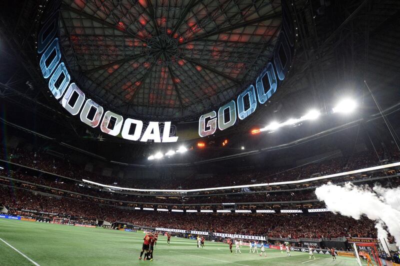 Celebrations inside The Mercedes-Benz Stadium after the Escobar goal. Reuters
