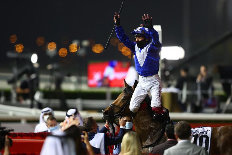 Frankie Dettori riding Lord North wins the Dubai Turf during Dubai World Cup at the Meydan Racecourse in Dubai, United Arab Emirates .Getty Images