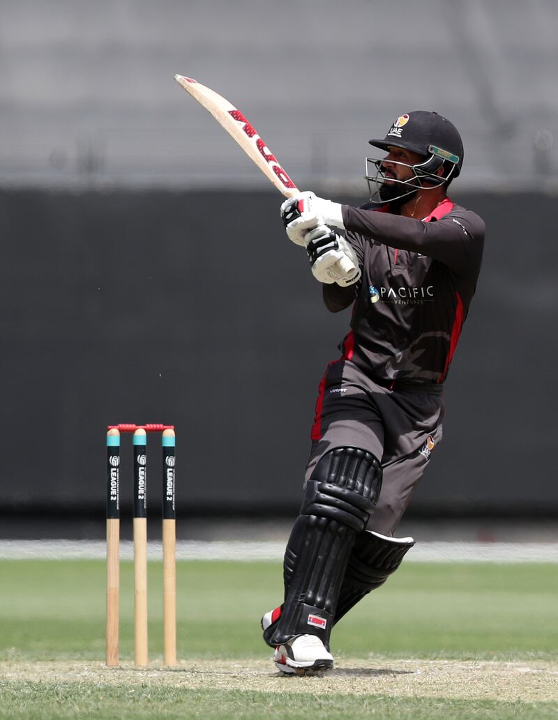 UAE's Rohan Mustafa bats against Papua New Guinea. Chris Whiteoak / The National