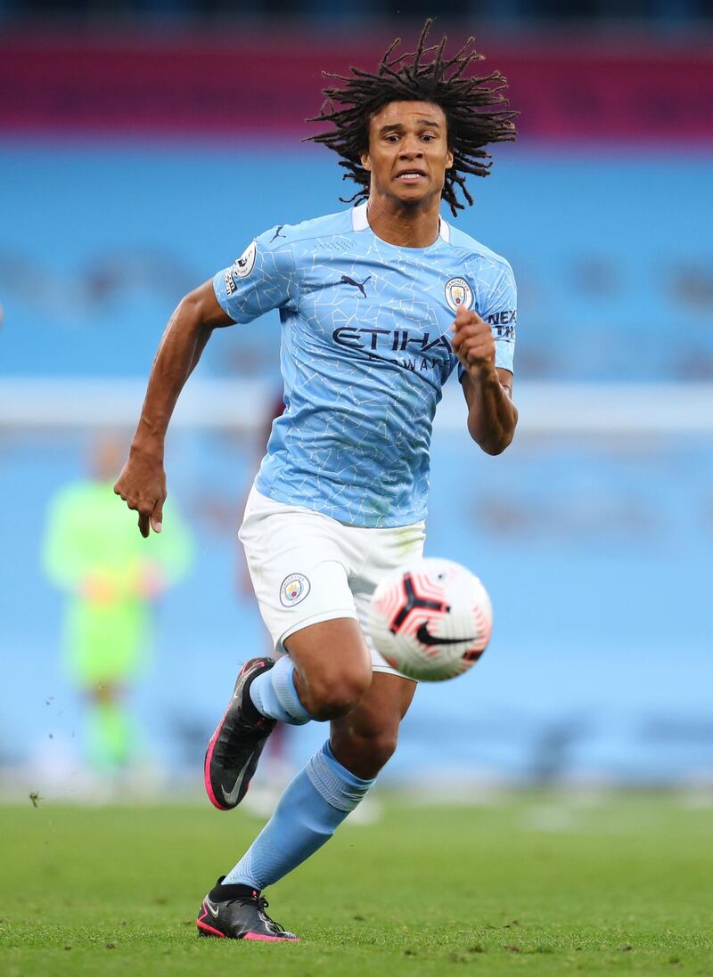 Manchester City's Nathan Ake pulled a goal back with. aheader. Reuters