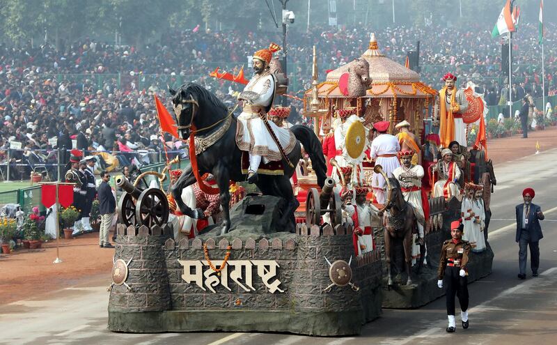 A tableau presented by the state of Maharashtra travels along the Rajpath. Harish Tyagi / EPA