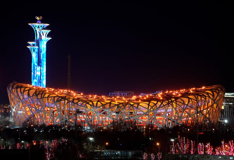 The Bird's Nest stadium during the opening ceremony. Reuters