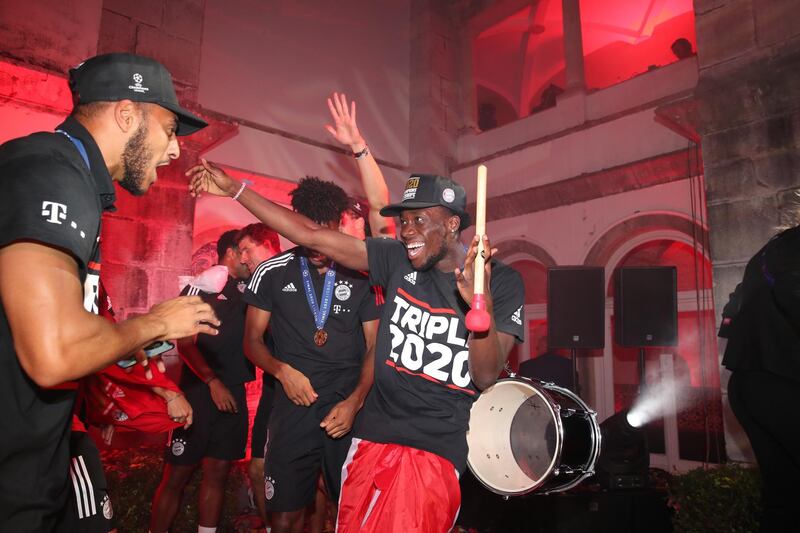 Bayern Munich's players celebrating during the team banquet after winning the Champions League. EPA