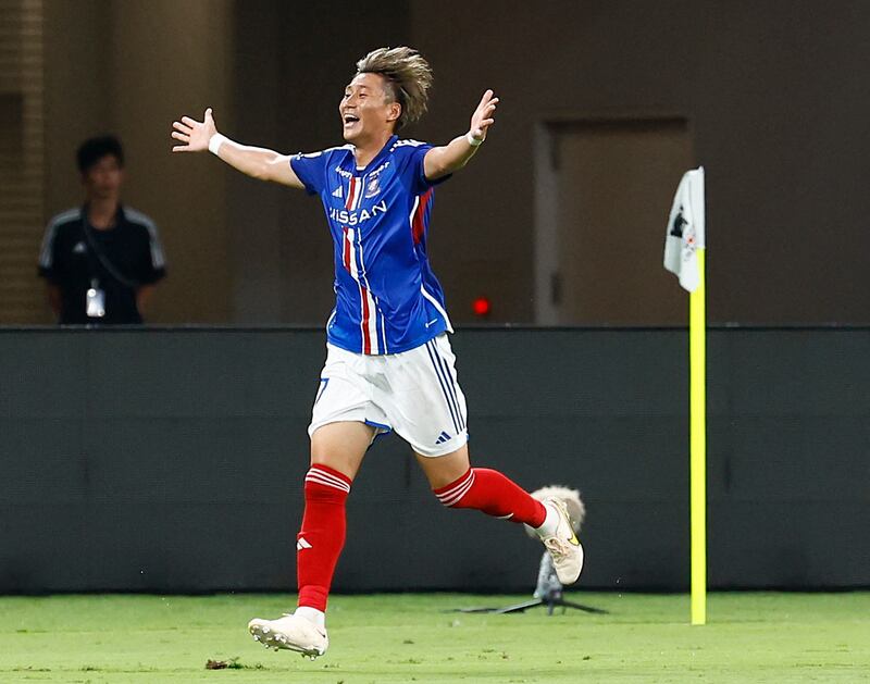 Yokohama F Marinos' Ken Matsubara celebrates after making it 2-0. Reuters