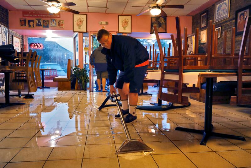 Clean-up at a restaurant in Georgetown, South Carolina, close to where Hurricane Ian made landfall on September 30. Reuters