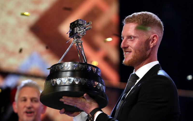 Ben Stokes poses with the BBC Sports Personality of the Year award in Aberdeen. PA