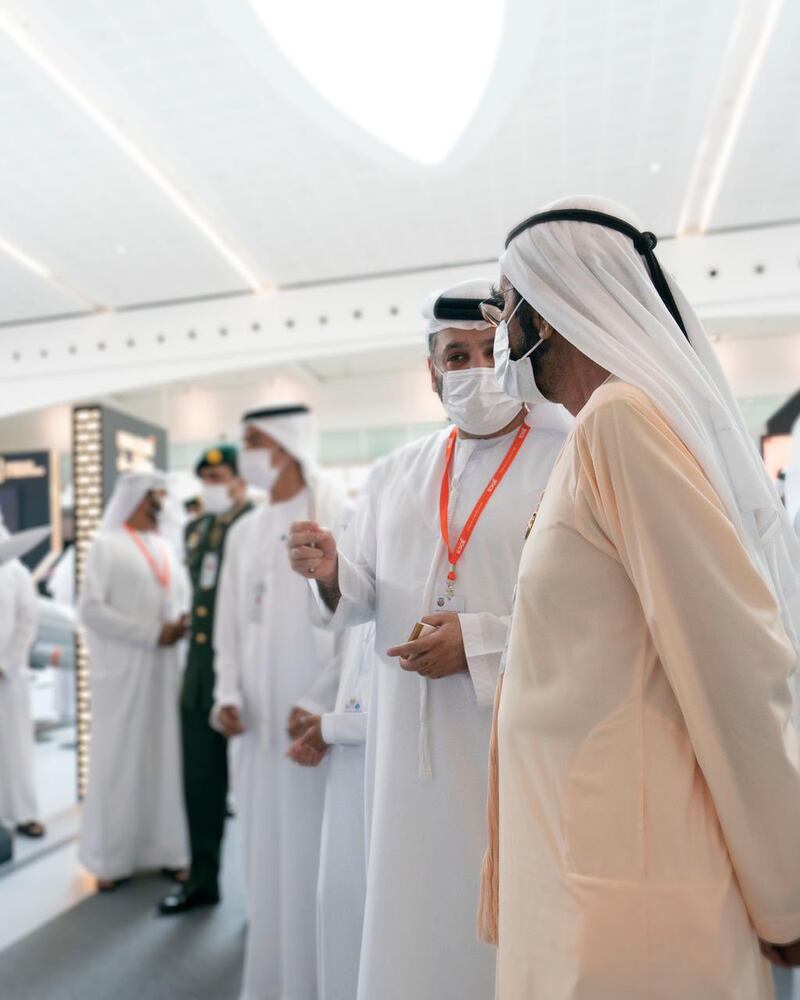 Sheikh Mohammed bin Rashid, Vice President and Ruler of Dubai, visits Idex on Thursday. Courtesy: Dubai Media Office