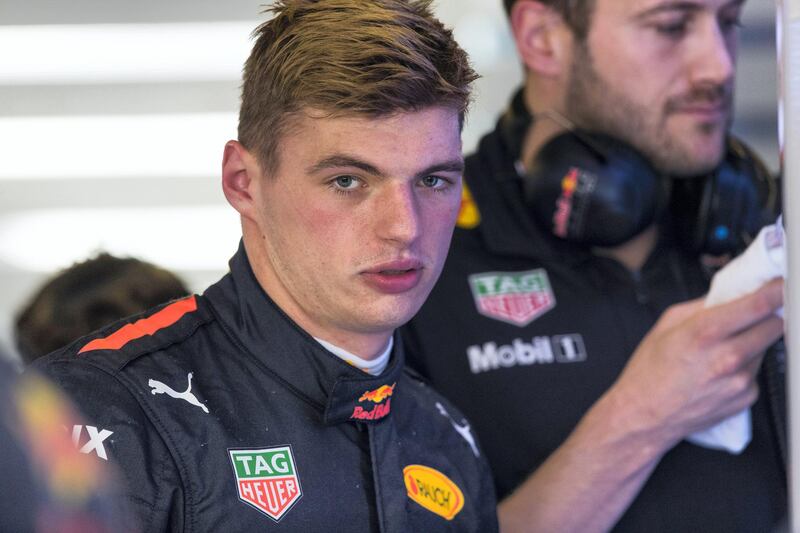 Abu Dhabi, United Arab Emirates, November 24, 2017:    Max Verstappen of Belgium and Red Bull Racing during practise for the Abu Dhabi Formula One Grand Prix at Yas Marina Circuit in Abu Dhabi on November 24, 2017. Christopher Pike / The National

Reporter: Graham Caygill
Section: Sport