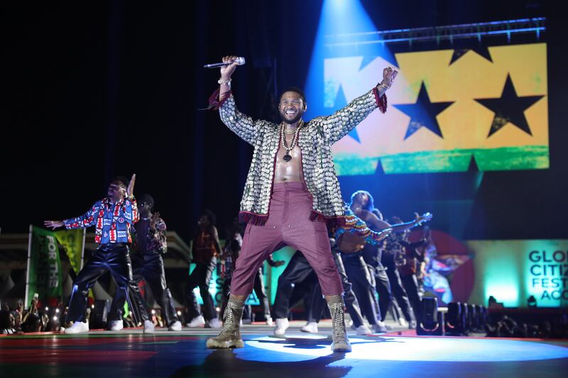 Usher performs onstage during Global Citizen Festival 2022: Accra, in Accra, Ghana. Getty