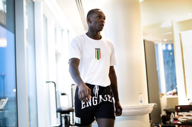 UFC middleweight champion Israel Adesanya training in his hotel room in Abu Dhabi ahead of his title defence against Paulo Costa at UFC 253, which opens Fight Island 2 in the capital on Sept 27.
Credit: Jeff Sainlar - EMG
