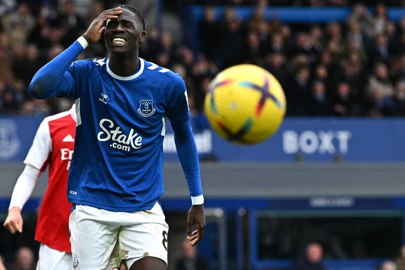 Amadou Onana - 9, Broke up Arsenal play and often got Everton going forward, making a great run and coming within inches of finding Calvert-Lewin. Was also a threat in the air and tried to beat Aaron Ramsdale with an inventive shot. Booked for a lunging tackle on Ben White.

AFP
