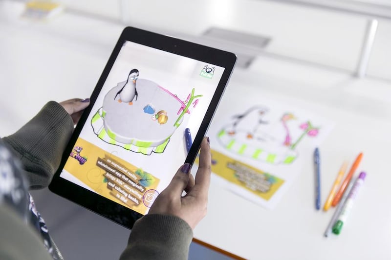 Colorbug is an augmented reality colouring application that brings  childrens’ drawings to life. Reem Mohammed / The National