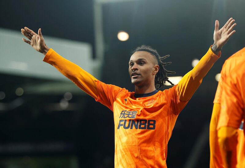 Soccer Football - FA Cup Fifth Round - West Bromwich Albion v Newcastle United - The Hawthorns, West Bromwich, Britain - March 3, 2020 Newcastle United's Valentino Lazaro celebrates scoring their third goal REUTERS/Eddie Keogh