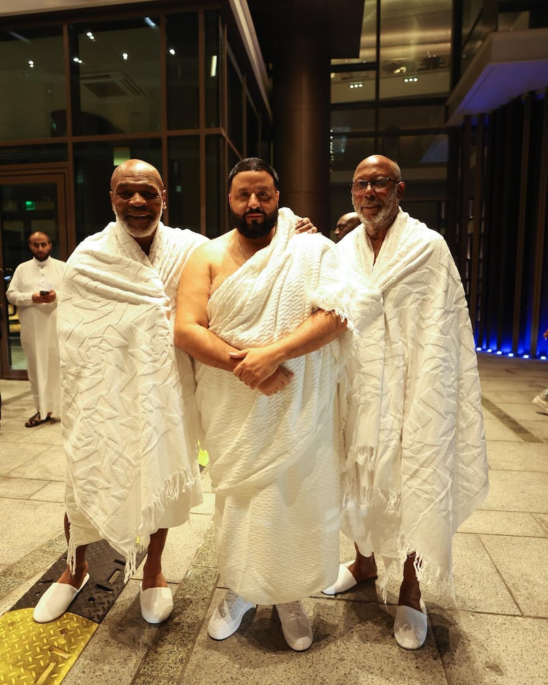 American rapper and record producer DJ Khaled in Makkah with boxer Mike Tyson and Tyson's father-in-law Shamsud din Ali. All photos: Instagram / djkhaled unless otherwise specified