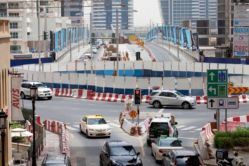 Dubai, United Arab Emirates, Apr 24, 2013 -  The construction of the tram system at Jumeirah Beach Rd. ( Jaime Puebla / The National Newspaper ) 