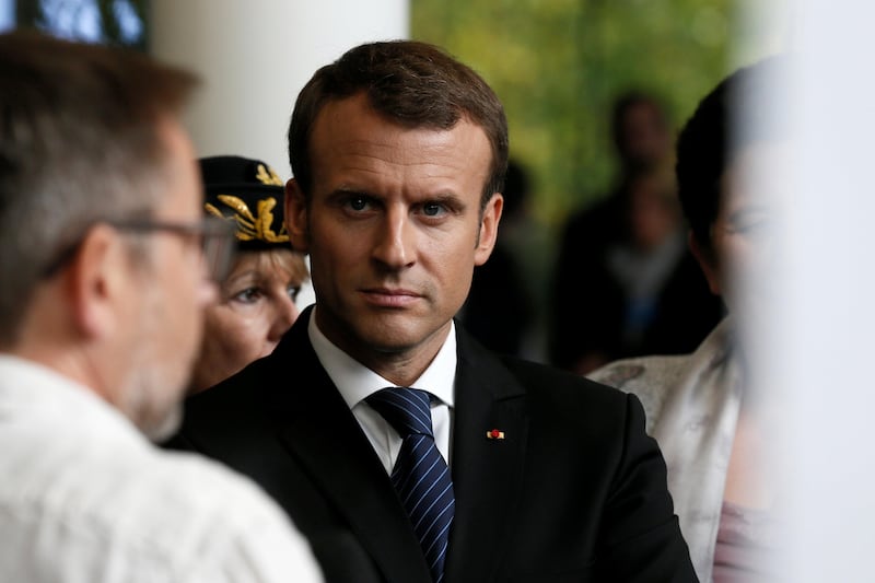 French President Emmanuel Macron attends for the inauguration of the Institute of Mathematics of Orsay near Paris, France, October 25, 2017.  REUTERS/Etienne Laurent/Pool