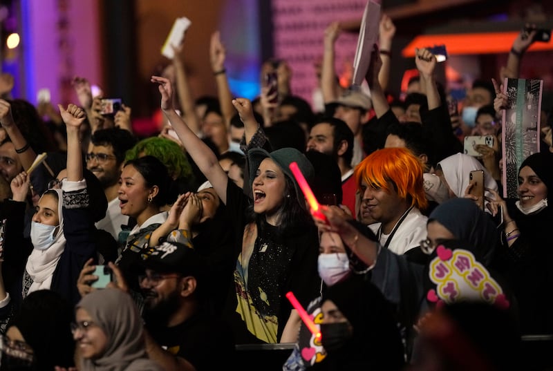 Fans at a Jeddah Season concert by Japanese pop singer Aimer.