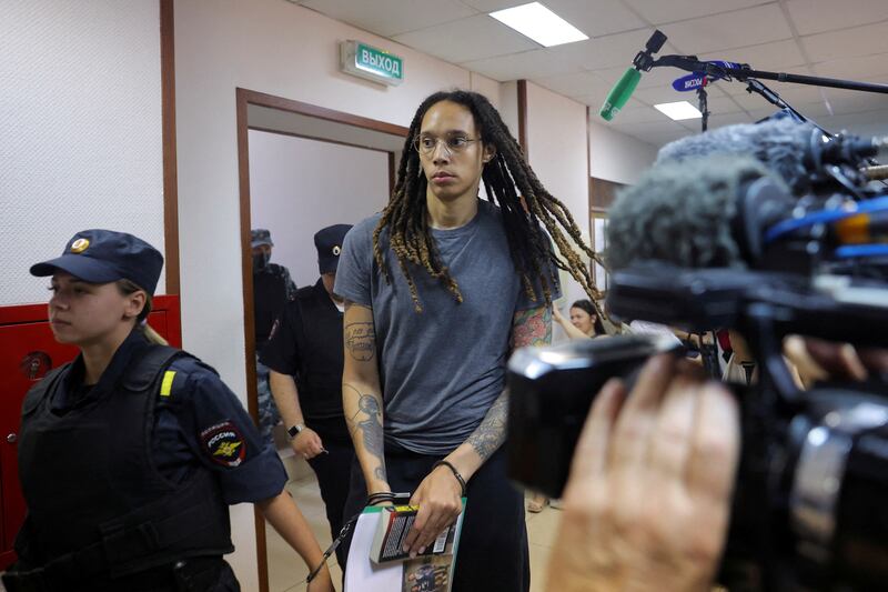 US basketball player Brittney Griner, who was detained at a Moscow airport and later charged with illegal possession of cannabis, on August 4. Reuters