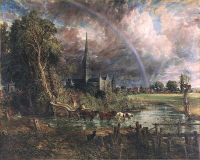 Salisbury Cathedral from the Meadows by John Constable. Wikimedia Commons