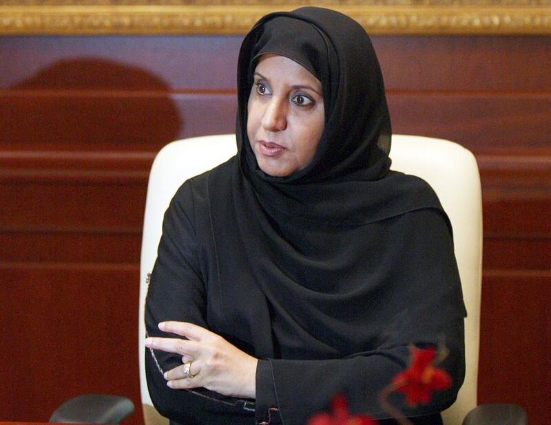 Dr Maytha Al Shamsi accepted the "Mother of the Arabs" on behalf of Sheikha Fatima. Amy Leang/The National